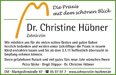 Aktuelles Zahnarzt Emmendingen Dr. Christine Hübner Anzeige Renovierung 2